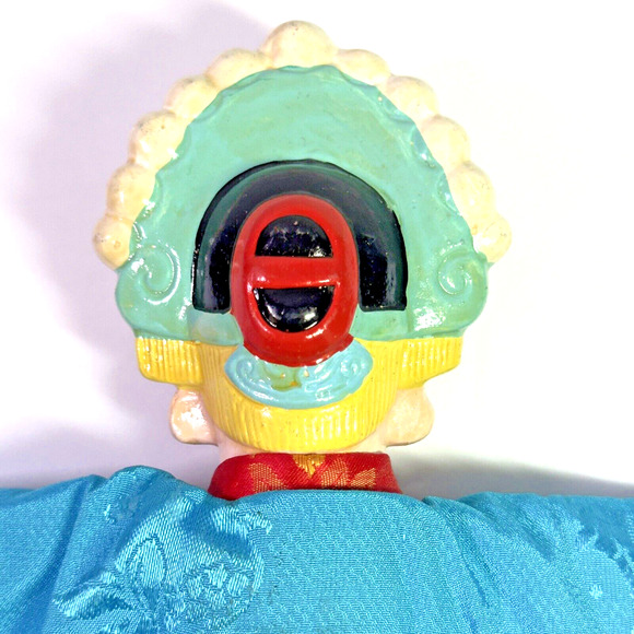 Vintage Chinese Opera Hand Puppet Porcelain Paper Mache Painted Thai Bali 12.5" - Picture 7 of 13